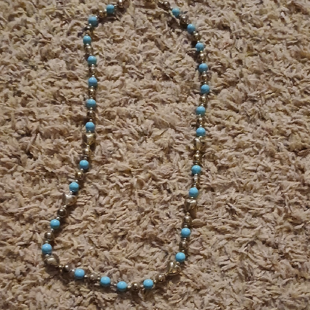 Elegant Gold and Blue Beaded Necklace
